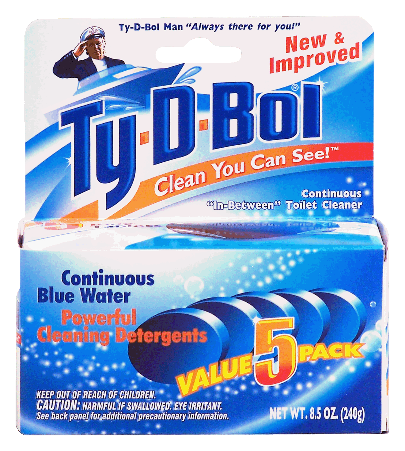 Ty-d-bol  continuous in-between toilet cleaner, continuous blue water, powerful cleaning detergents, 5 pack Full-Size Picture